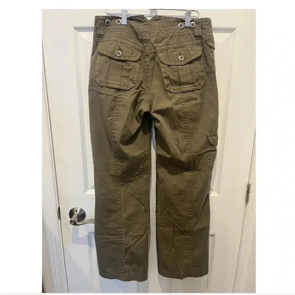 Vintage Y2K Low Rise Wide Khaki Green Cargo Pants Floral Whimsygoth Retro 8 - Picture 5 of 5